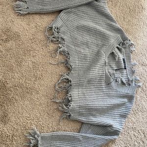 Cute distressed grey sweater